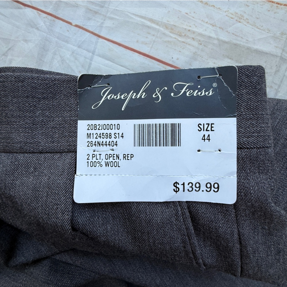 Joseph & Feiss Charcoal Gray Dress Pants | Men’s 44R | NWT | Unfinished Hem - Picture 9 of 9